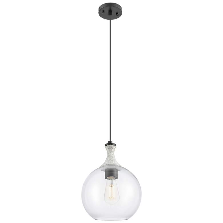 Image 1 Downtown Astor 10"W White Rope Cord Black Mini Pendant w/ Clear Shade