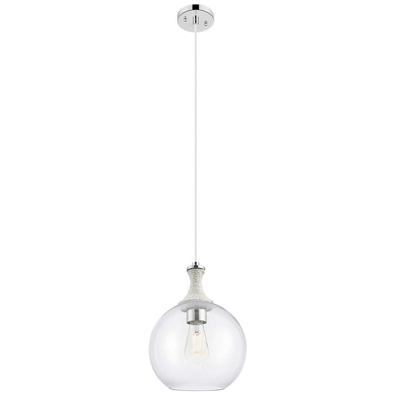 Image 1 Downtown Astor 10"W White Rope Cord Nickel Mini Pendant w/ Clear Shade