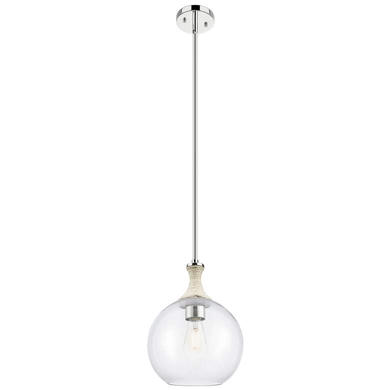 Image 1 Downtown Astor 10"W White Rope Nickel Mini Pendant w/ Clear Shade