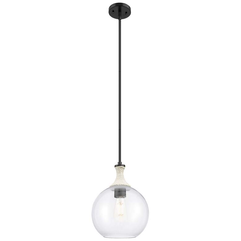 Image 1 Downtown Astor 10"W White Rope Stem Black Mini Pendant w/ Clear Shade