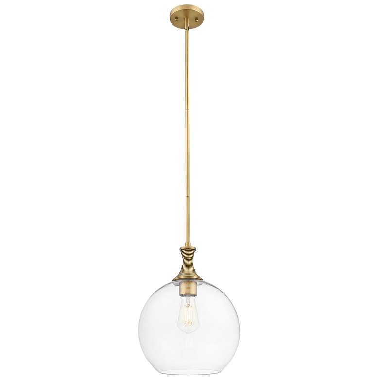 Image 1 Downtown Astor 12"W Metal Brushed Brass Mini Pendant w/ Clear Shade
