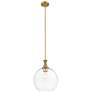 1_Downtown Astor 12"W Metal Brushed Brass Mini Pendant w/ Clear Shade
