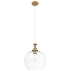 Downtown Astor 12"W Metal Cord Brass Mini Pendant w/ Clear Shade