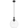 1_Downtown Astor 12"W Metal Cord Matte Black Mini Pendant w/ Clear Shade