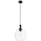 Downtown Astor 12"W Metal Cord Matte Black Mini Pendant w/ Clear Shade
