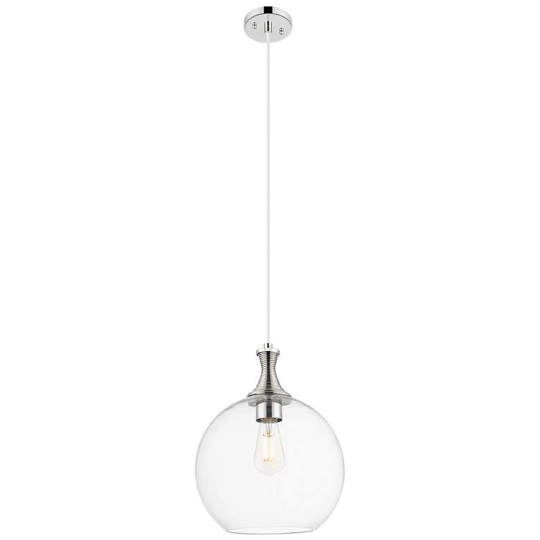 Image 1 Downtown Astor 12"W Metal Cord Nickel Mini Pendant w/ Clear Shade