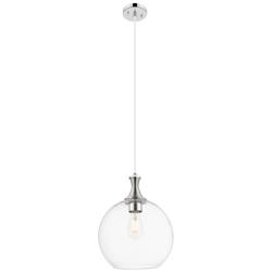 Downtown Astor 12"W Metal Cord Nickel Mini Pendant w/ Clear Shade