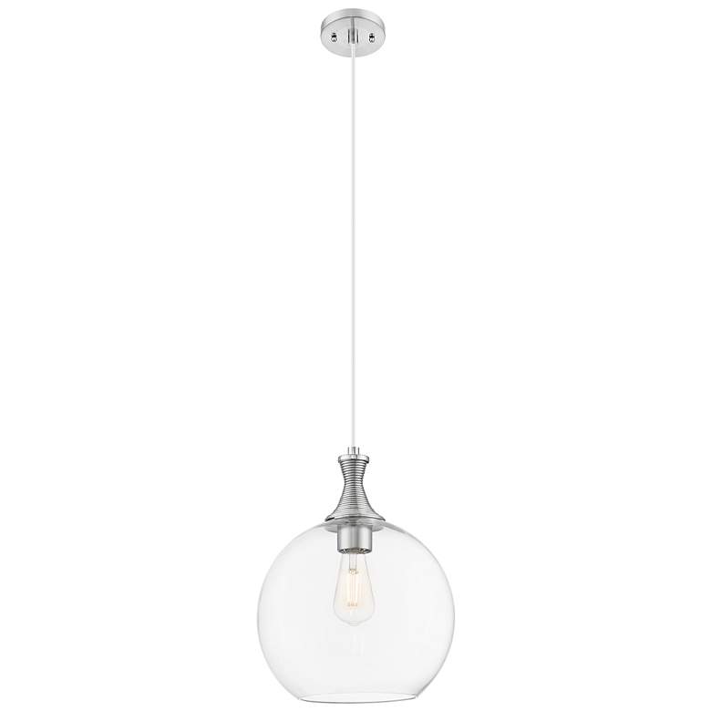 Image 1 Downtown Astor 12"W Metal Cord Satin Nickel Pendant w/ Clear Shade