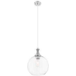 Downtown Astor 12"W Metal Cord Satin Nickel Pendant w/ Clear Shade