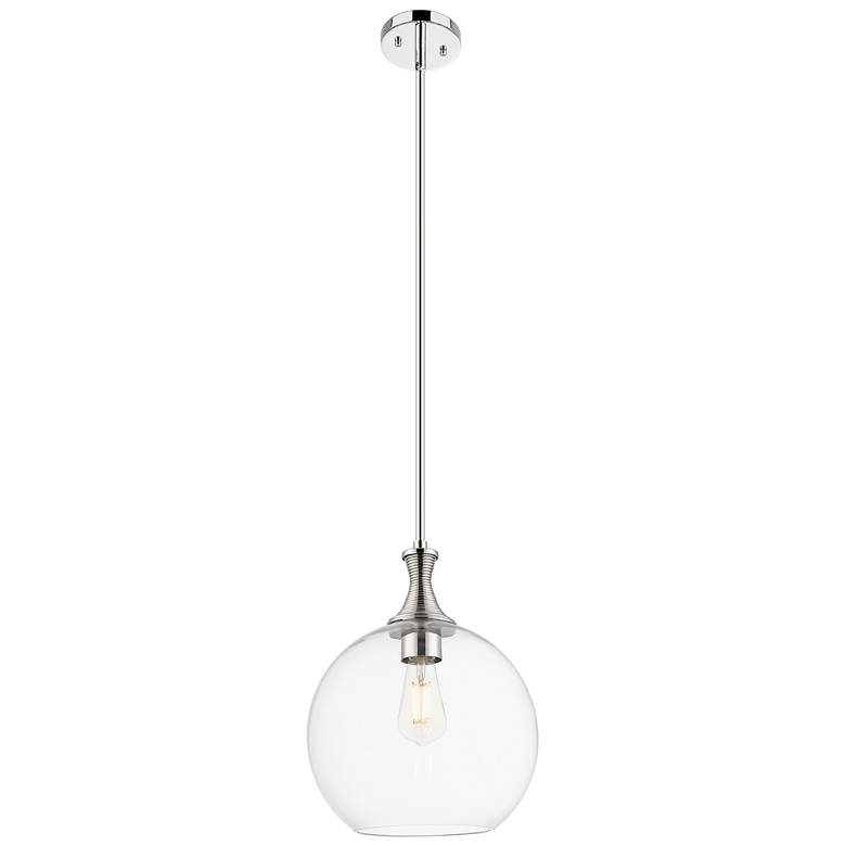 Image 1 Downtown Astor 12"W Metal Polished Nickel Mini Pendant w/ Clear Shade