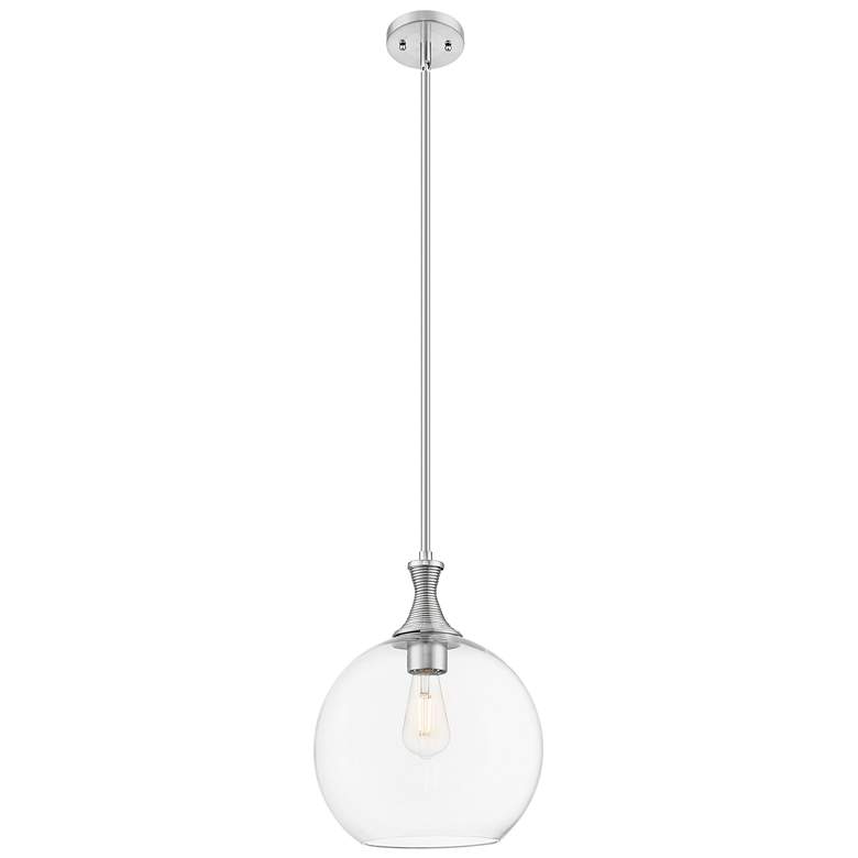 Image 1 Downtown Astor 12"W Metal Satin Nickel Mini Pendant w/ Clear Shade