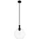 Downtown Astor 12"W Metal Stem Matte Black Mini Pendant w/ Clear Shade