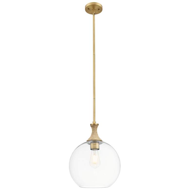 Image 1 Downtown Astor 12"W Rope Brushed Brass Mini Pendant w/ Clear Shade