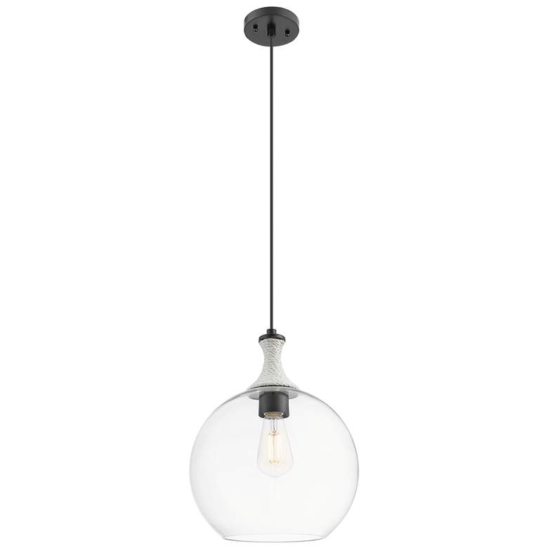 Image 1 Downtown Astor 12"W White Rope Cord Black Mini Pendant w/ Clear Shade
