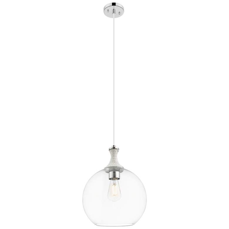 Image 1 Downtown Astor 12"W White Rope Cord Nickel Mini Pendant w/ Clear Shade