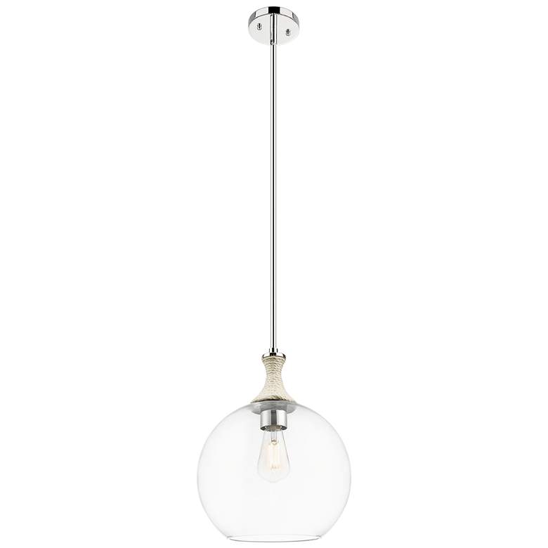 Image 1 Downtown Astor 12"W White Rope Nickel Mini Pendant w/ Clear Shade