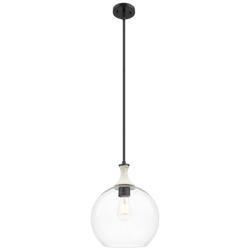 Downtown Astor 12"W White Rope Stem Black Mini Pendant w/ Clear Shade