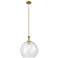 Downtown Astor 14"W Brown Rope Brushed Brass Pendant w/ Clear Shade