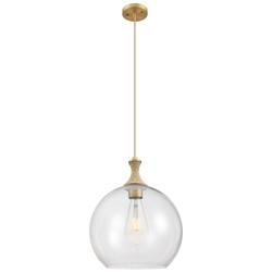 Downtown Astor 14"W Brown Rope Cord Brass Pendant w/ Clear Shade