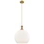 1_Downtown Astor 14"W Metal Cord Brushed Brass Pendant w/ White Shade
