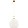 Downtown Astor 14"W Metal Cord Brushed Brass Pendant w/ White Shade