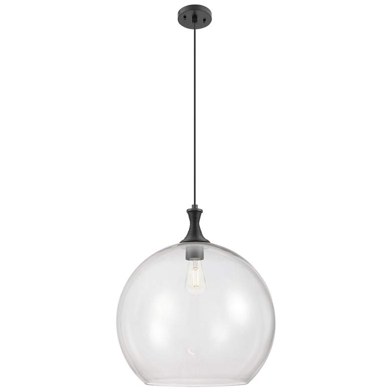 Image 1 Downtown Astor 14"W Metal Cord Matte Black Pendant w/ Clear Shade