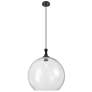 1_Downtown Astor 14"W Metal Cord Matte Black Pendant w/ Clear Shade