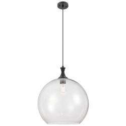 Downtown Astor 14"W Metal Cord Matte Black Pendant w/ Clear Shade
