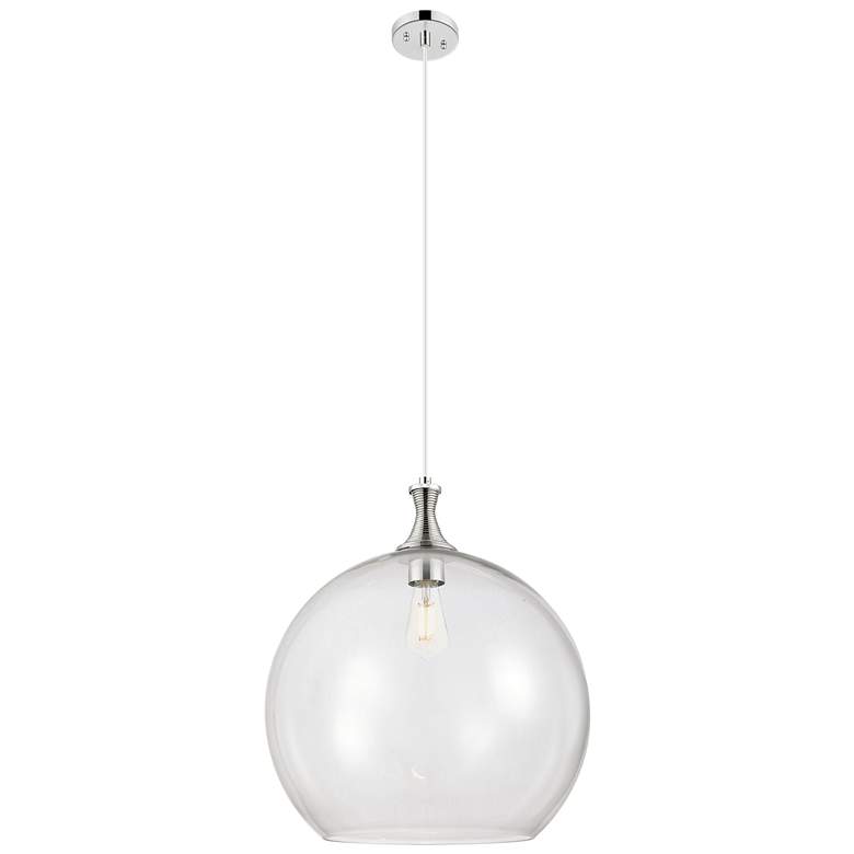 Image 1 Downtown Astor 14"W Metal Cord Polished Nickel Pendant w/ Clear Shade