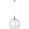 Downtown Astor 14"W Metal Cord Polished Nickel Pendant w/ Clear Shade