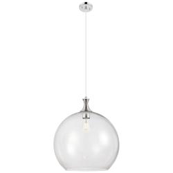 Downtown Astor 14"W Metal Cord Polished Nickel Pendant w/ Clear Shade