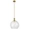 Downtown Astor 14"W Metal Stem Brushed Brass Pendant w/ Clear Shade