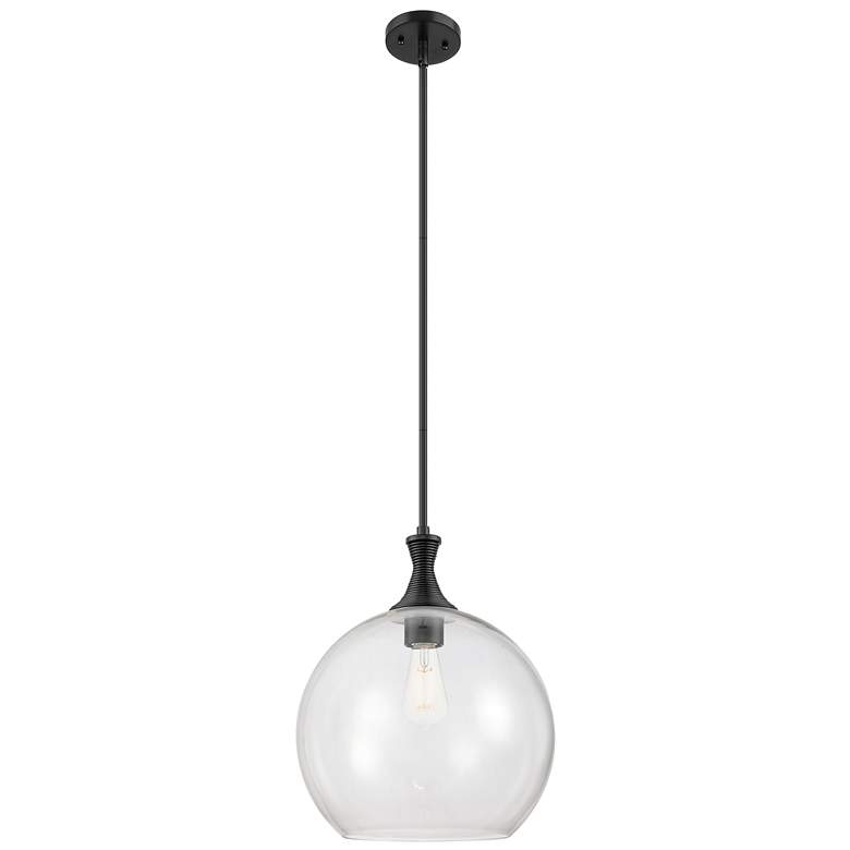Image 1 Downtown Astor 14"W Metal Stem Matte Black Pendant w/ Clear Shade