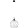 1_Downtown Astor 14"W Metal Stem Matte Black Pendant w/ Clear Shade