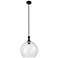Downtown Astor 14"W Metal Stem Matte Black Pendant w/ Clear Shade