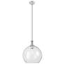 1_Downtown Astor 14"W Metal Stem Satin Nickel Pendant w/ Clear Shade