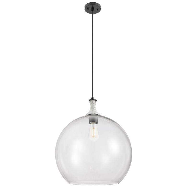 Image 1 Downtown Astor 14"W White Rope Cord Black Pendant w/ Clear Shade