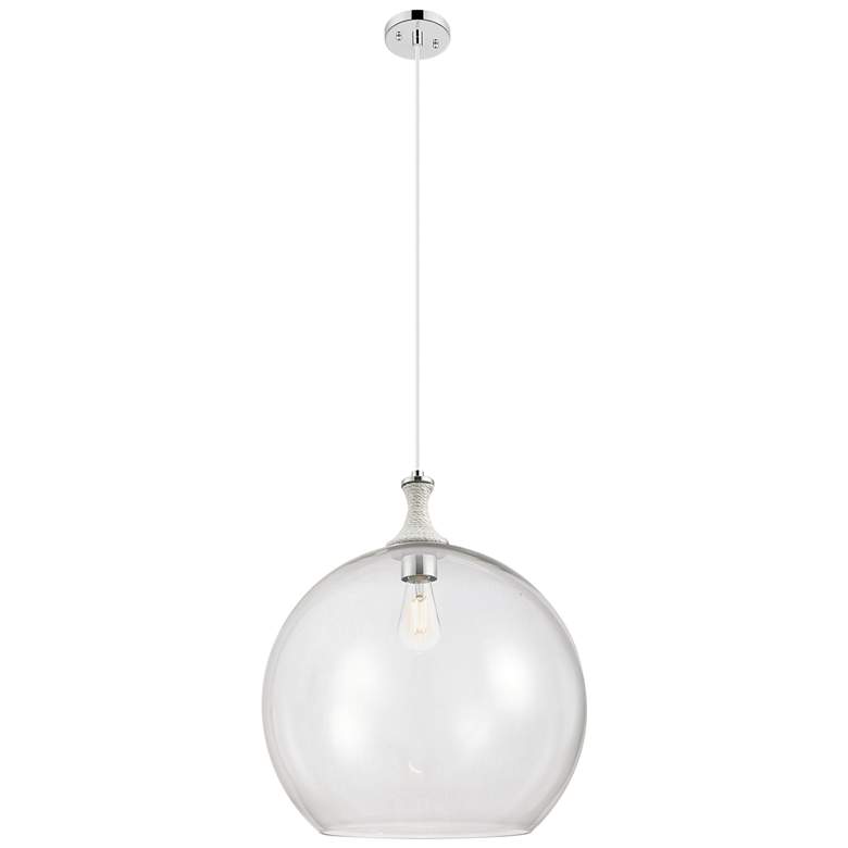 Image 1 Downtown Astor 14"W White Rope Cord Nickel Pendant w/ Clear Shade