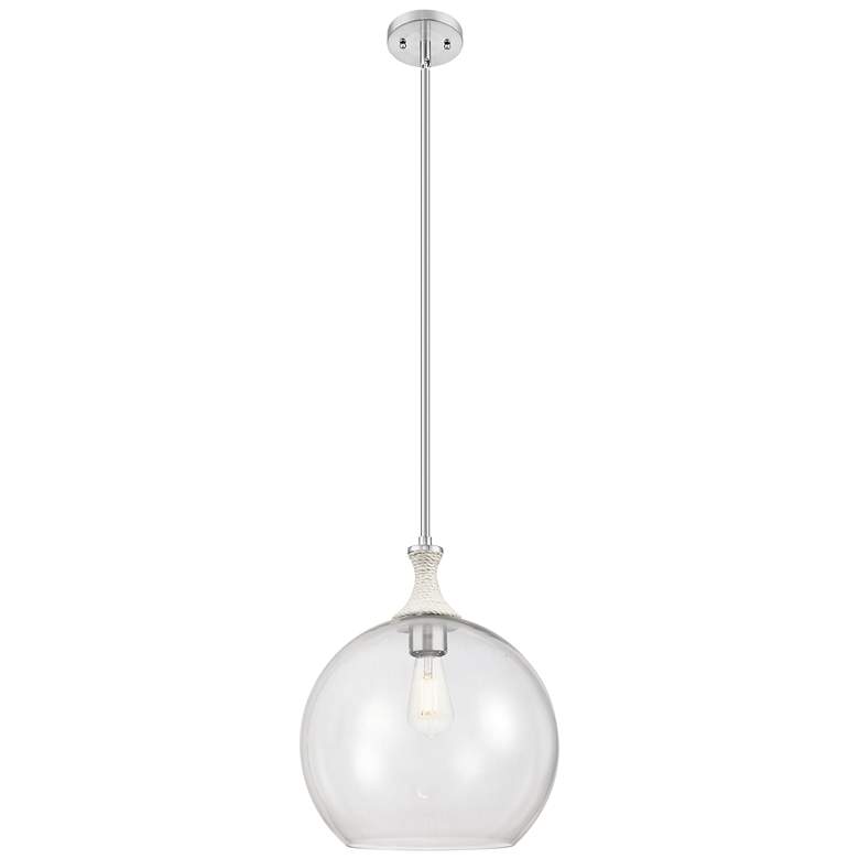 Image 1 Downtown Astor 14"W White Rope Satin Nickel Pendant w/ Clear Shade