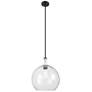 1_Downtown Astor 14"W White Rope Stem Black Pendant w/ Clear Shade