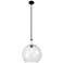 Downtown Astor 14"W White Rope Stem Black Pendant w/ Clear Shade