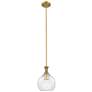 1_Downtown Astor 8"W Metal Brushed Brass Mini Pendant w/ Clear Shade