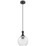 1_Downtown Astor 8"W Metal Cord Matte Black Mini Pendant w/ Clear Shade