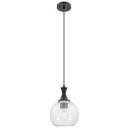 Downtown Astor 8"W Metal Cord Matte Black Mini Pendant w/ Clear Shade