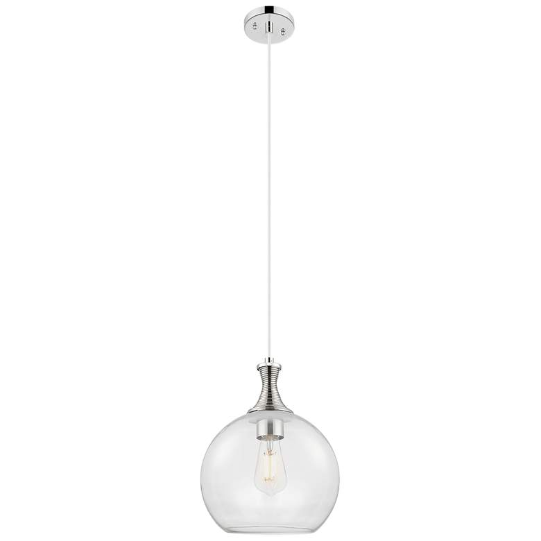 Image 1 Downtown Astor 8"W Metal Cord Nickel Mini Pendant w/ Clear Shade