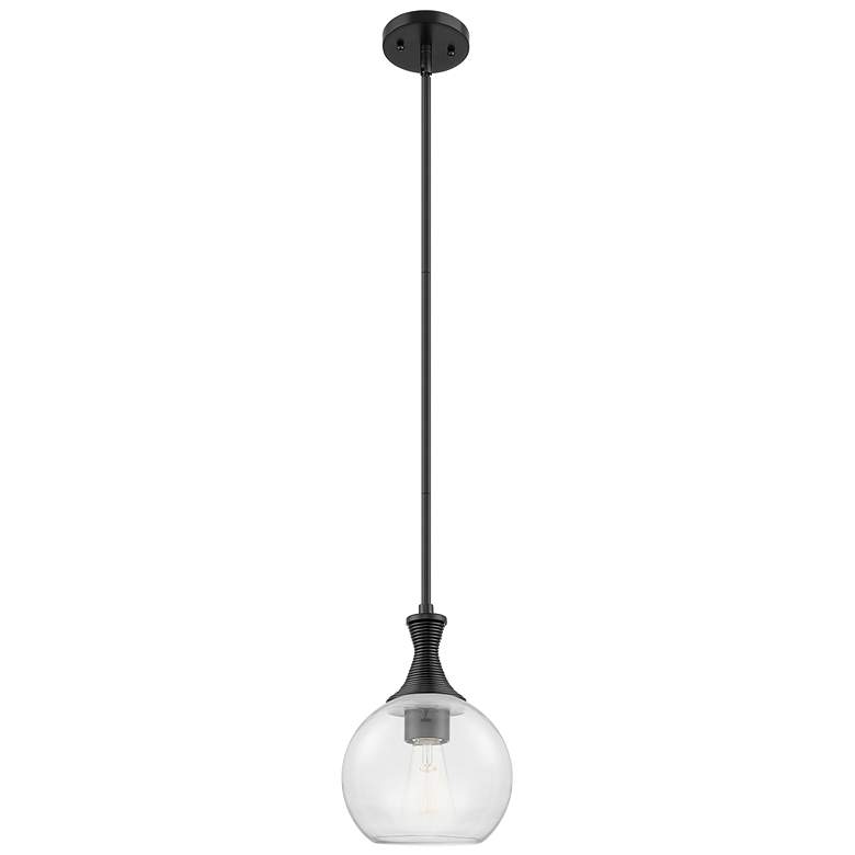 Image 1 Downtown Astor 8"W Metal Stem Matte Black Mini Pendant w/ Clear Shade