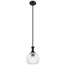 1_Downtown Astor 8"W Metal Stem Matte Black Mini Pendant w/ Clear Shade