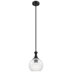 Downtown Astor 8"W Metal Stem Matte Black Mini Pendant w/ Clear Shade