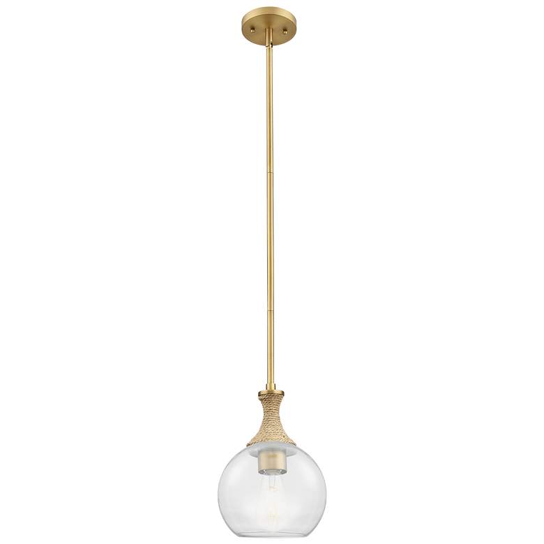 Image 1 Downtown Astor 8"W Rope Stem Brushed Brass Mini Pendant w/ Clear Shade