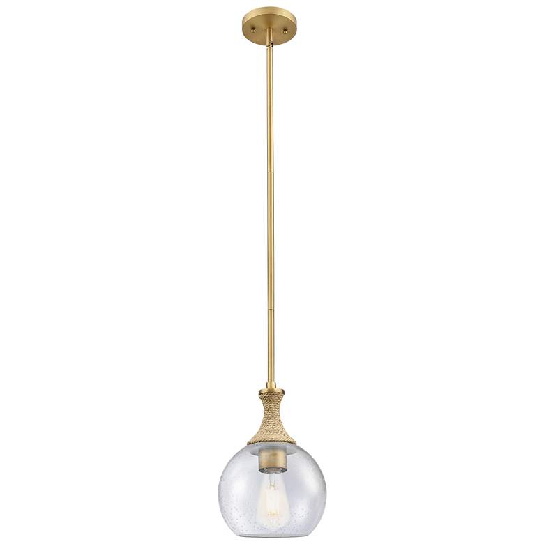 Image 1 Downtown Astor 8"W Rope Stem Brushed Brass Mini Pendant w/ Seedy Shade